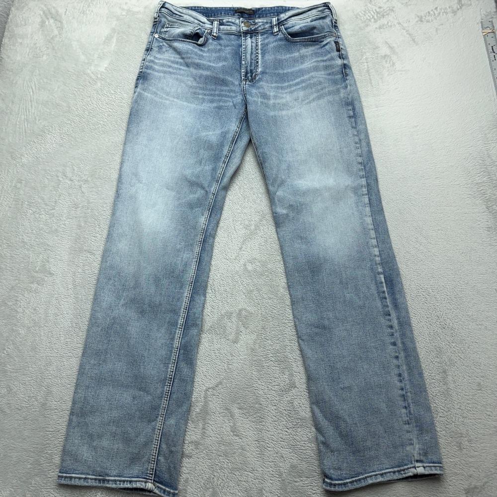 Silver Jeans Co Grayson Men W36 L34 Light Wash Straight Leg Easy Fit Denim